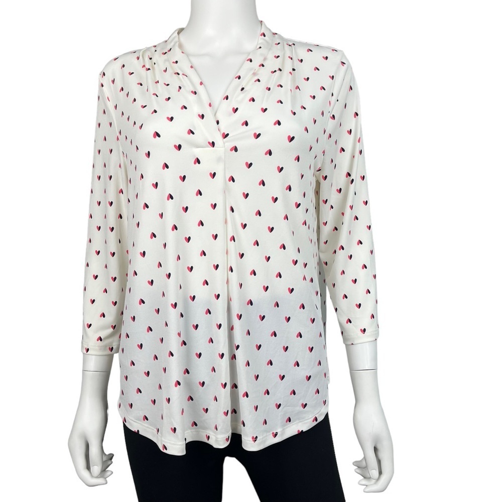 Charter‎ Club Dual-Colored Heart Blouse Women Size PL